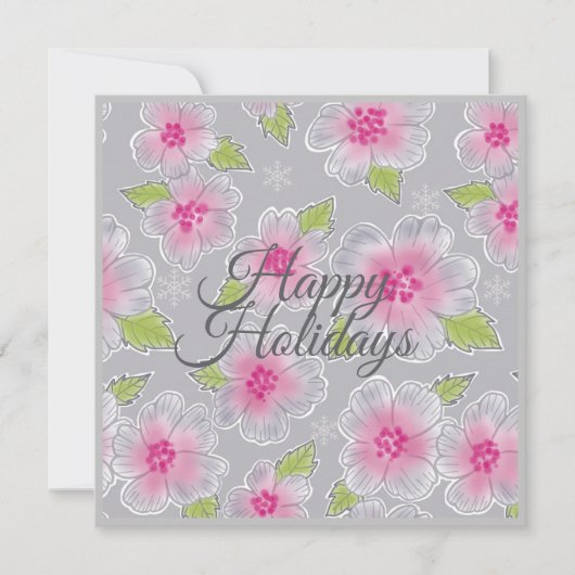 花の優雅さ ハッピー ホリデー バースデー カード (正面)
