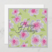 花の優雅さ ハッピー ホリデー バースデー カード (正面/裏面)