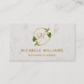 花の優雅なモノグラム ゴールド カラーリリー 大理石 名刺 (正面)