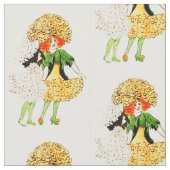 花の児童のマリーゴールドの花の妖精パターン ファブリック (クローズアップ)