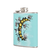 花の入れ墨のスタイルで包まれたな三日月形の月 フラスク (左)