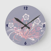 花の入れ墨 – ラウンド壁時計 (正面)