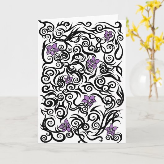 花の入れ墨-誕生日の挨拶状 カード (黄色い花)