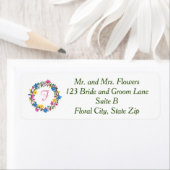 花の円モノグラム住所 シール (インサイチュ)