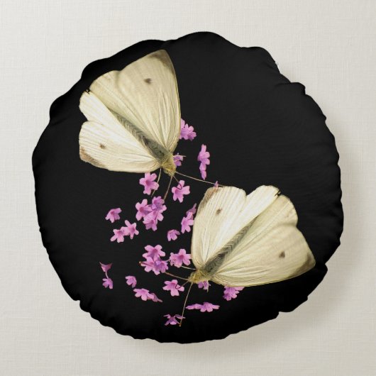 花の円形の装飾用クッションの蝶 ラウンドクッション (裏面)