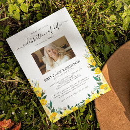 花の写真による生命の祝い葬儀案内 招待状