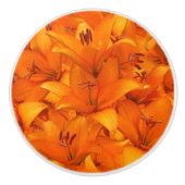 花の写真のオレンジ庭ユリ セラミックノブ (正面)