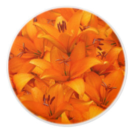 花の写真のオレンジ庭ユリ セラミックノブ