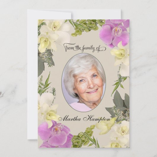 花の写真の悔やみや弔慰は蘭との感謝していしています サンキューカード (正面)