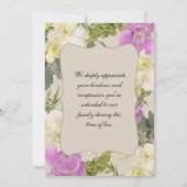 花の写真の悔やみや弔慰は蘭との感謝していしています サンキューカード (裏面)