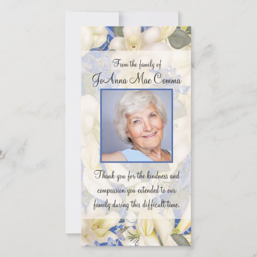 花の写真の悔やみや弔慰は蘭との感謝していしています サンキューカード (正面)