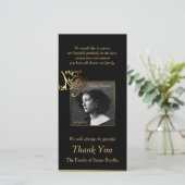 花の写真の悔やみや弔慰は金ゴールドの配管との感謝していしています サンキューカード (スタンド正面)