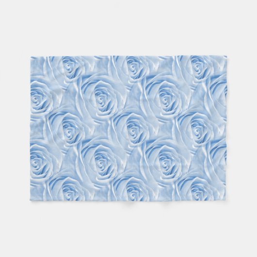 花の写真の淡いブルーのばら色の壁紙パターン フリースブランケット (正面(横))