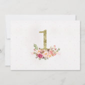 花の写真の第1誕生日のパーティの招待状 招待状 (裏面)