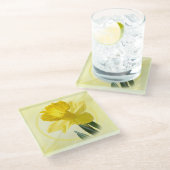 花の写真イエローダフォディル自然ピック ガラスコースター (アングル)