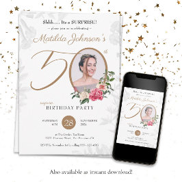 花の写真サプライズ 50歳の誕生日 招待状