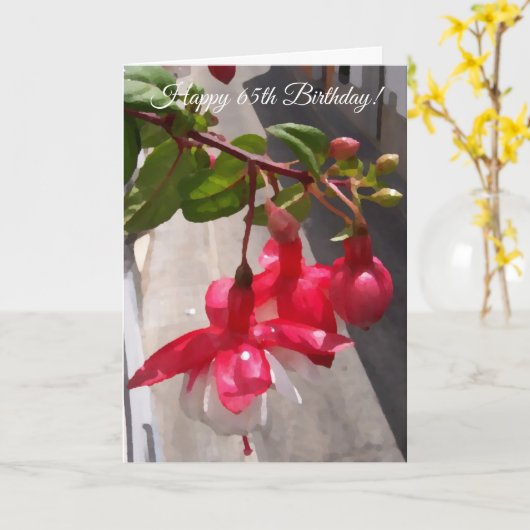 花の写真パーソナライズされた65番目誕生日 カード (黄色い花)