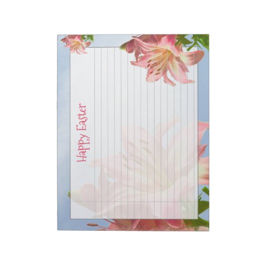 花の写真ピンクイースターリリーハッピーイースター ノートパッド (回転)