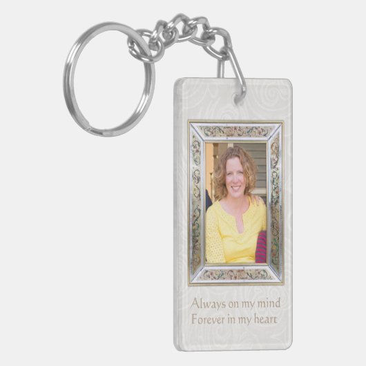 花の写真フレームの引用文カスタムな記念のKeychain キーホルダー (正面左)