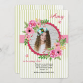 花の写真フレームの招待状 招待状 (正面/裏面)