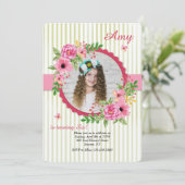 花の写真フレームの招待状 招待状 (スタンド正面)