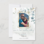 花の写真フレーム　ダスティグリーン ユーカリ 招待状 (正面)