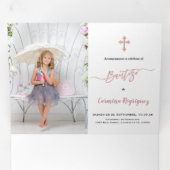 花の写真付き洗礼招待状 Baptism 三つ折り招待状 (内部最初)