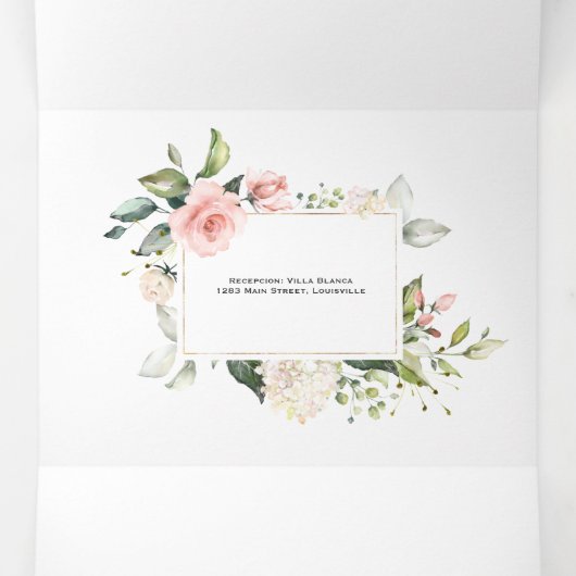 花の写真付き洗礼招待状 Baptism 三つ折り招待状 (内部中)