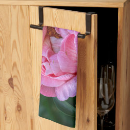 花の写真、ピンク牡丹の花 キッチンタオル