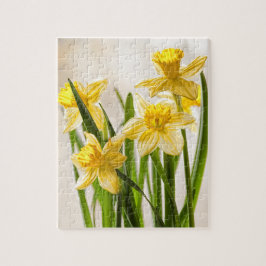 花の写真:  黄色い春のラッパスイセン ジグソーパズル