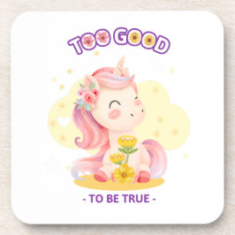 花の冠のあるユニコーンポートレート コースター