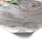 花の冠をかぶったかわいいウサギ ポスター (角)