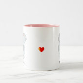 花の冠をかぶった可愛い象ハート ツートーンマグカップ (中央)