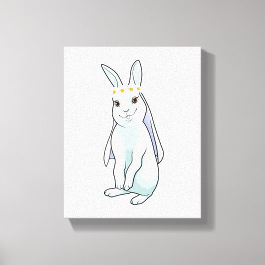 花の冠をつけた花嫁のウサギ キャンバスプリント (正面)