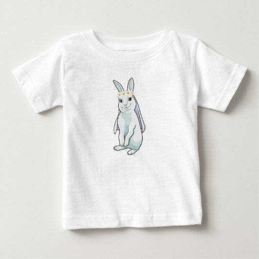花の冠をつけた花嫁のウサギ ベビーTシャツ (正面)