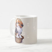 花の冠を持つキャバリエ王チャールズバスケット コーヒーマグカップ (正面左)