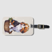 花の冠を持つキャバリエ王チャールズバスケット ラゲッジタグ (正面横)