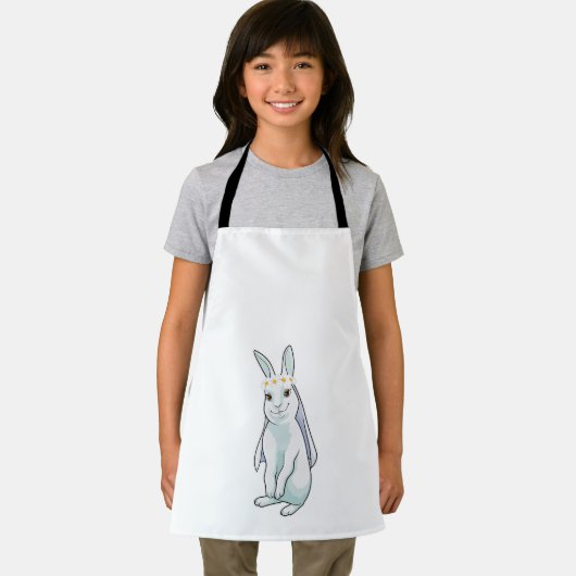 花の冠を被ったウサギの花嫁 エプロン (インサイチュ)