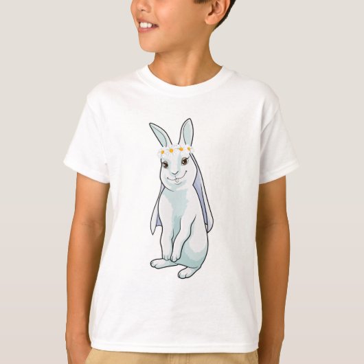 花の冠を被ったウサギの花嫁 Tシャツ (正面)