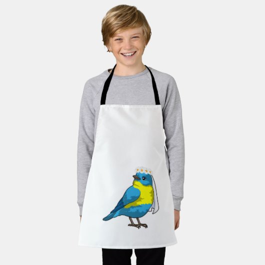 花の冠を被った花嫁としての鳥 エプロン (着用した状態)