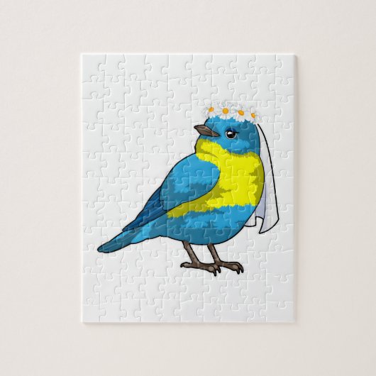 花の冠を被った花嫁としての鳥 ジグソーパズル (縦)