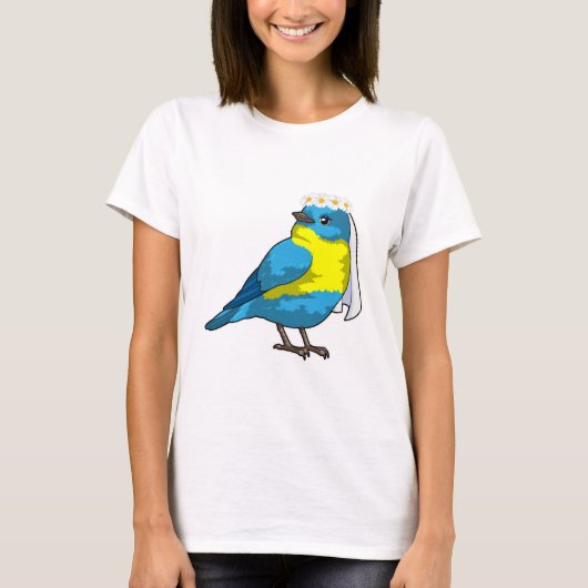 花の冠を被った花嫁としての鳥 Tシャツ (正面)