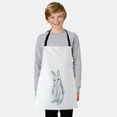 花の冠を被った花嫁のウサギ エプロン (着用した状態)