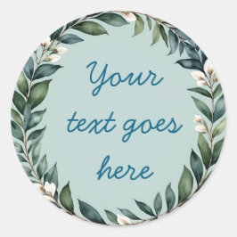 花の冠 テキスト イラスト 水彩 オーダーメイド ラウンドシール