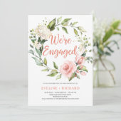 花の冠 バラの花束 ハイドランジアのエンゲージメント 招待状 (スタンド正面)