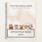 花の冠、水色ベージュで愛らしい犬 プランナー手帳 (正面)