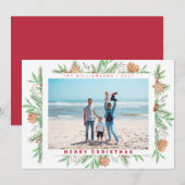 花の冬のクリスマス シーズンカード (正面/裏面)