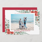 花の冬のクリスマス シーズンカード (正面/裏面)