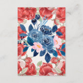 花の冬の赤と青のウェディングハニームーンファンド エンクロージャーカード (裏面)