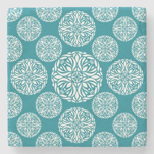 花の冬の雪片 ストーンコースター (正面)